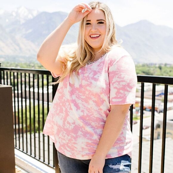 Now N Forever Tops - Now N Forever - Tessa Tie Dye Top In Pink - NWOT
